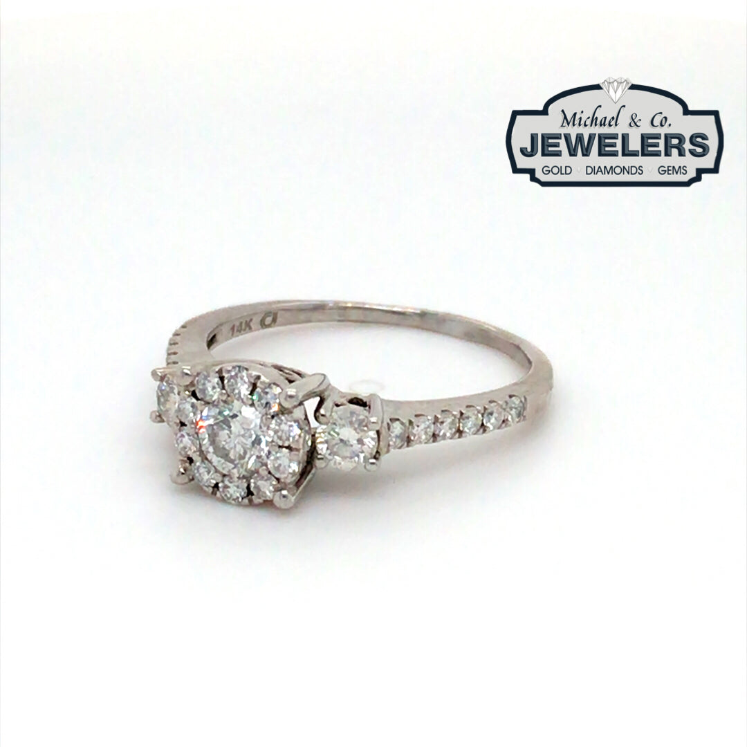 14KW 1.00CTW ROUND HALO DIAMOND ENGAGEMENT RING SI2/H-I 2.9