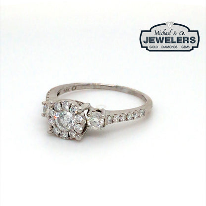 14KW 1.00CTW ROUND HALO DIAMOND ENGAGEMENT RING SI2/H-I 2.9