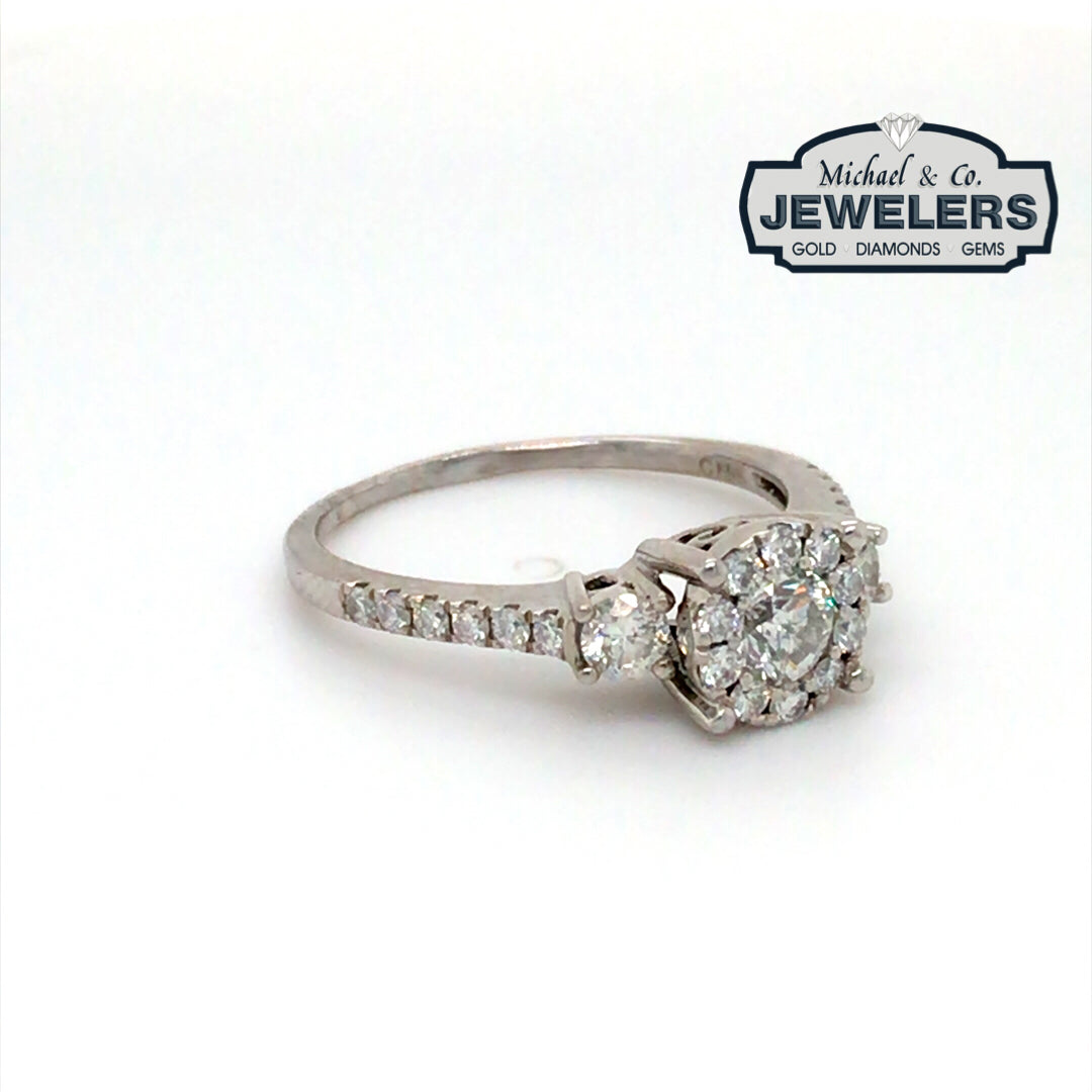 14KW 1.00CTW ROUND HALO DIAMOND ENGAGEMENT RING SI2/H-I 2.9