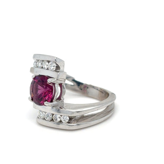 14KW 2.26CT PURPLE RHODOLITE GARNET-0.50CTW DIAMOND RING VS/G-H 10.5G-Fine Jewelry in Bradenton &amp; Lakewood Ranch, Fl. | Michael &amp; Co. Jewelers
