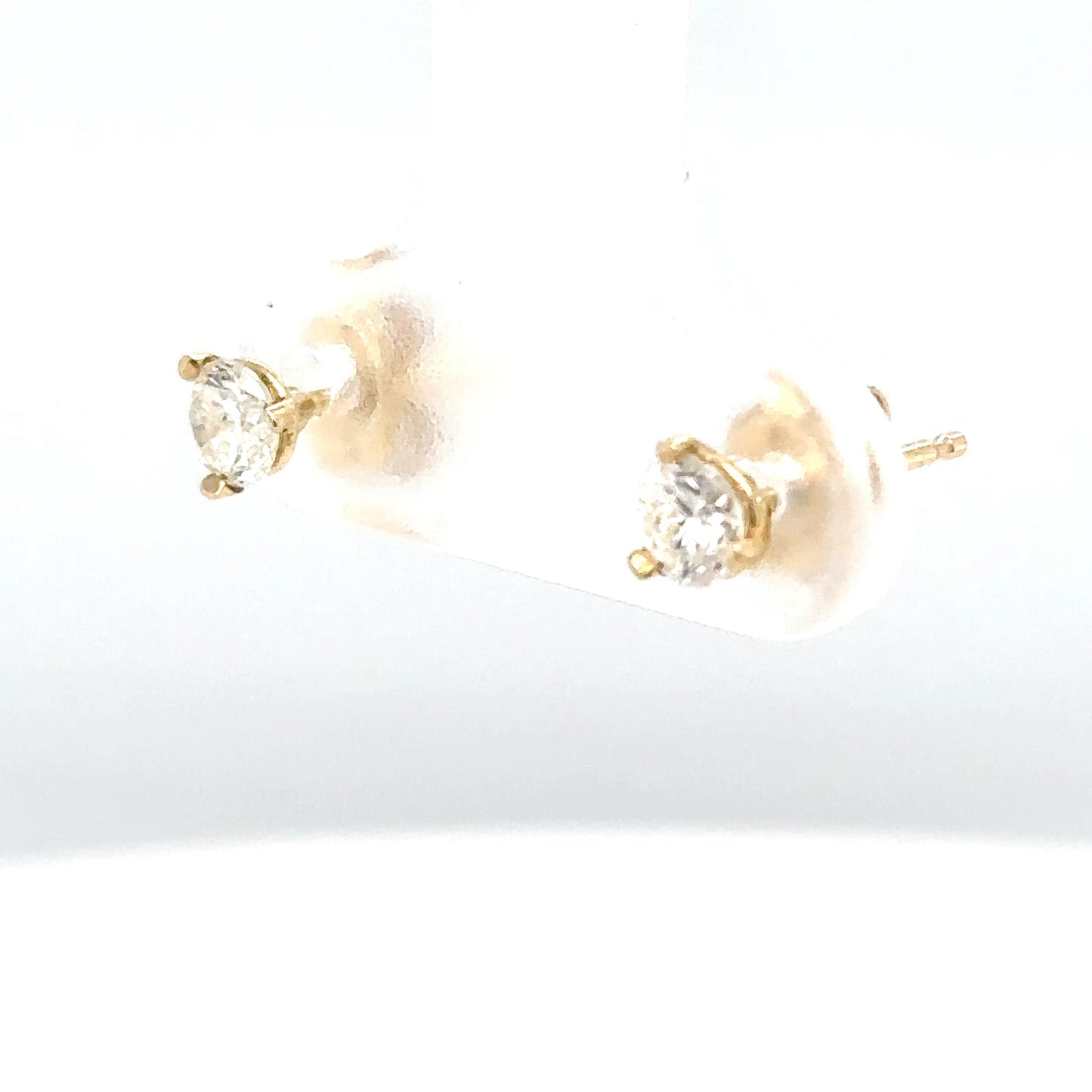 14KY 0.36CTW ROUND DIAMOND SOLITAIRE EARRINGS I1/H-I