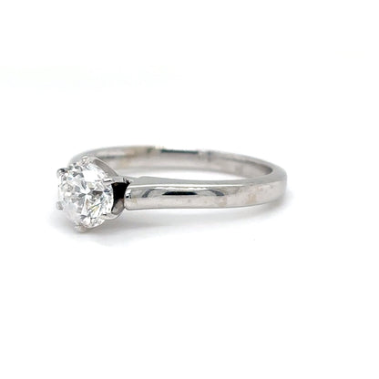 18KW 0.78CT ROUND CATHEDRAL DIAMOND ENGAGEMENT RING I1/G-H 3.5G