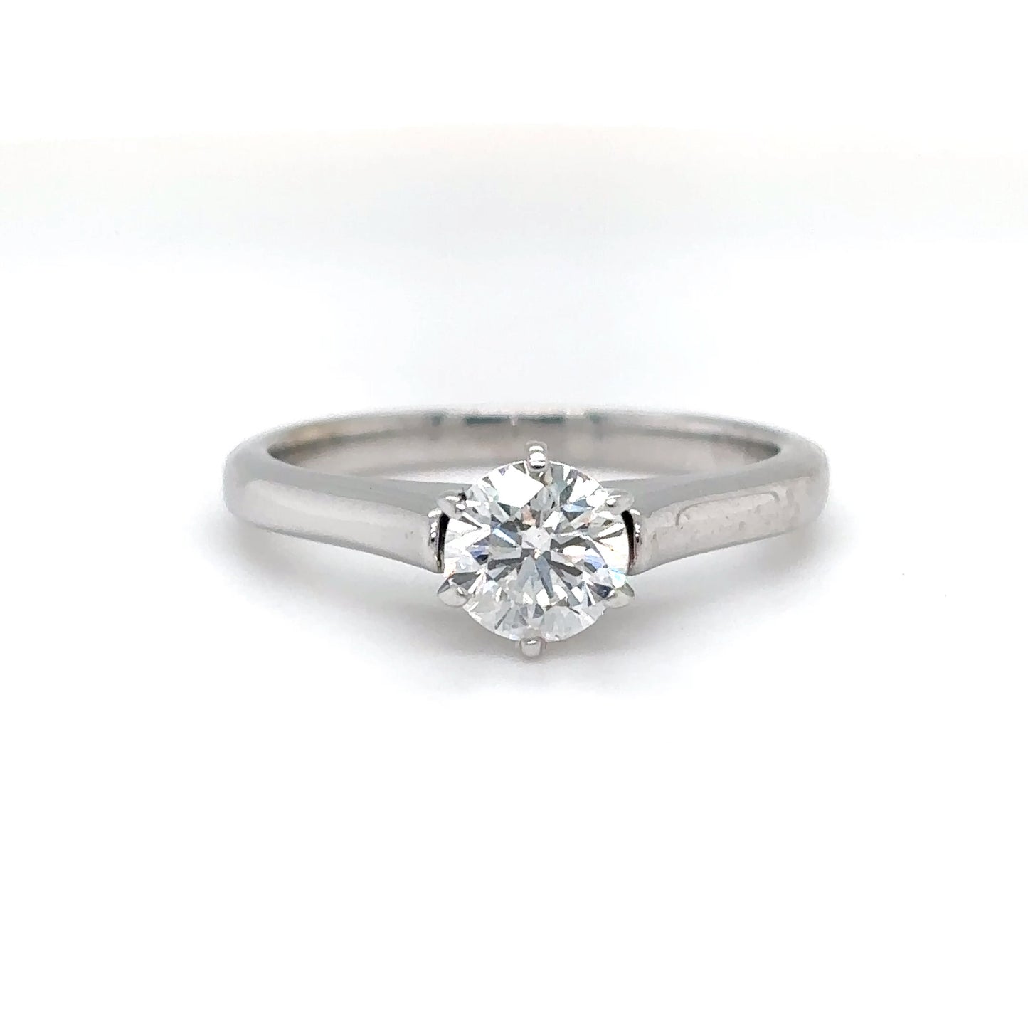 18KW 0.78CT ROUND CATHEDRAL DIAMOND ENGAGEMENT RING I1/G-H 3.5G