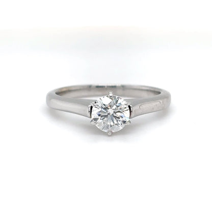 18KW 0.78CT ROUND CATHEDRAL DIAMOND ENGAGEMENT RING I1/G-H 3.5G