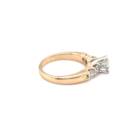 14KY 0.40CT PRINCESS CUT-0.46CTW ROUND DIAMOND ENGAGEMENT RING 4.0G SI/G-H