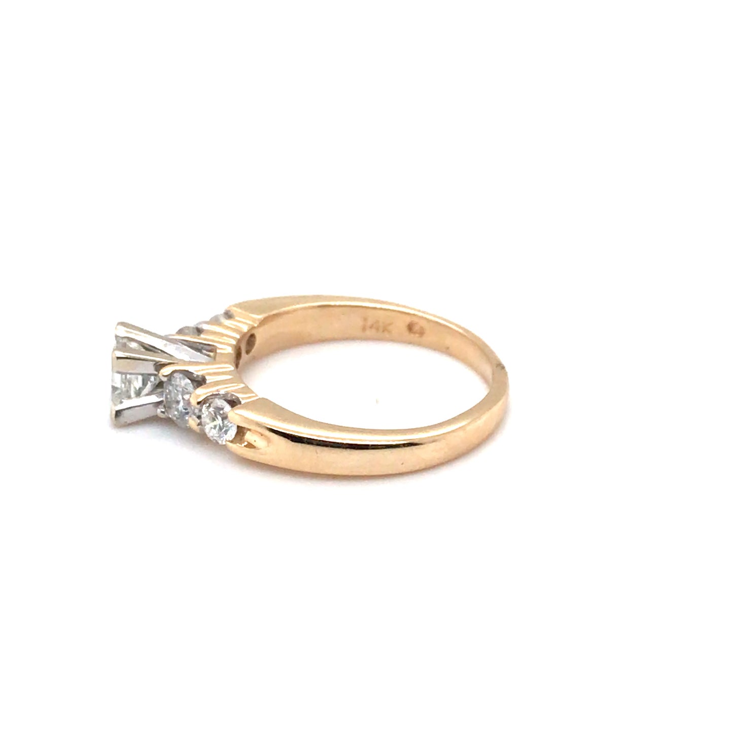14KY 0.40CT PRINCESS CUT-0.46CTW ROUND DIAMOND ENGAGEMENT RING 4.0G SI/G-H