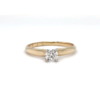 14KY 0.27CT ROUND DIAMOND ENGAGEMENT RING I1/G-H 1.8G