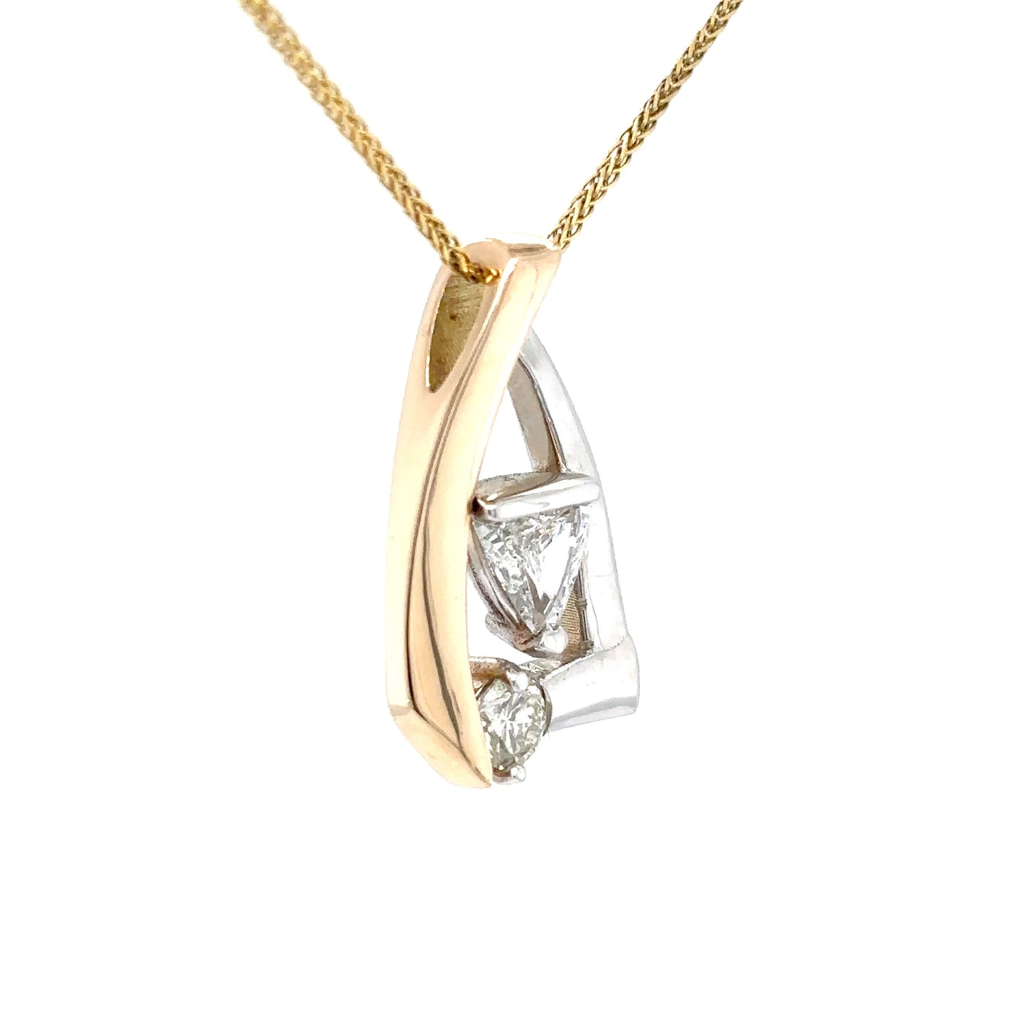 14KTT 0.88CTW TRILLION-ROUND DIAMOND SLIDE PENDANT SI/H 5.5G