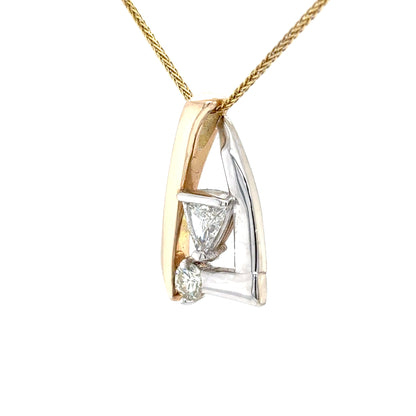 14KTT 0.88CTW TRILLION-ROUND DIAMOND SLIDE PENDANT SI/H 5.5G