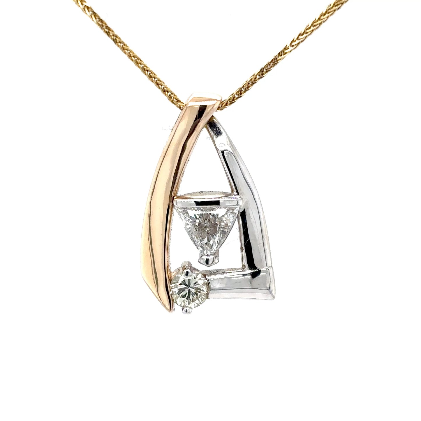 14KTT 0.88CTW TRILLION-ROUND DIAMOND SLIDE PENDANT SI/H 5.5G