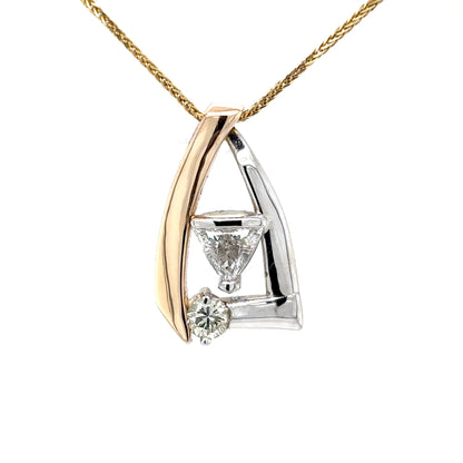 14KTT 0.88CTW TRILLION-ROUND DIAMOND SLIDE PENDANT SI/H 5.5G