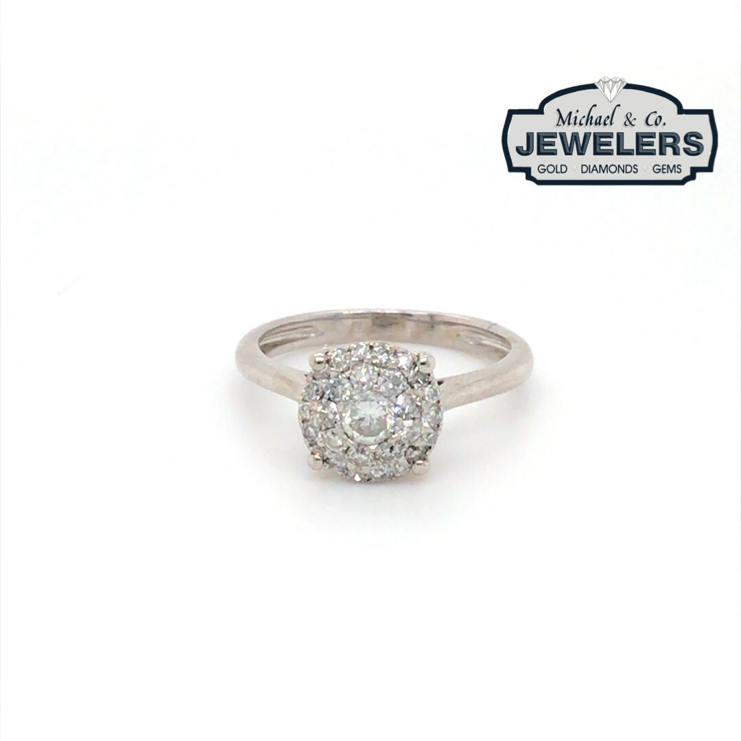 14KW 0.50CTW ROUND DIAMOND HALO ENGAGEMENT RING SI/G-H 2.4G