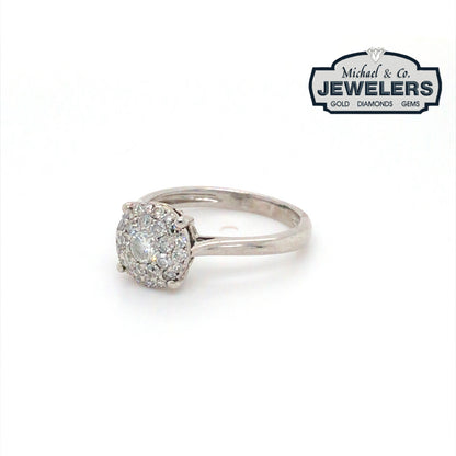 14KW 0.50CTW ROUND DIAMOND HALO ENGAGEMENT RING SI/G-H 2.4G