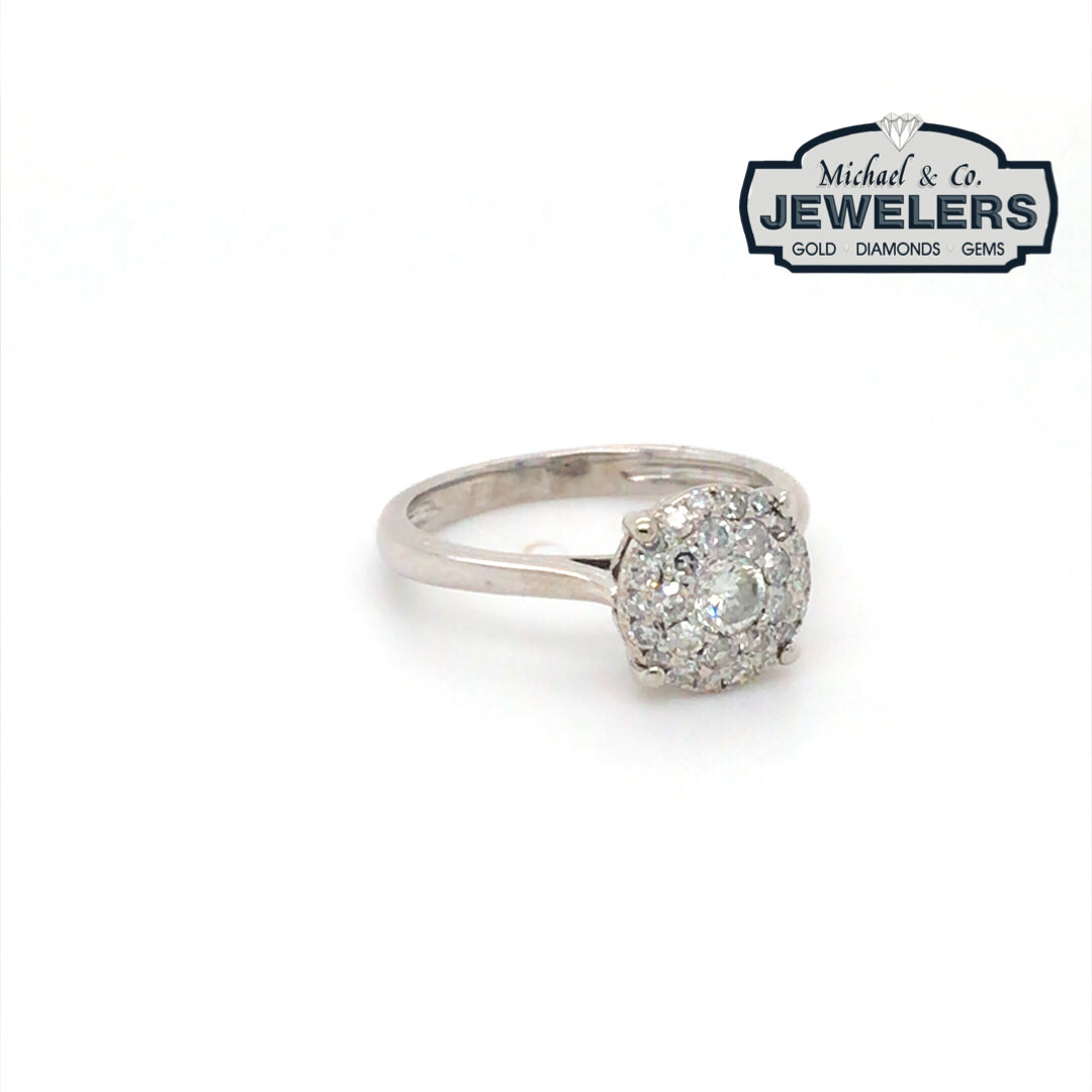 14KW 0.50CTW ROUND DIAMOND HALO ENGAGEMENT RING SI/G-H 2.4G