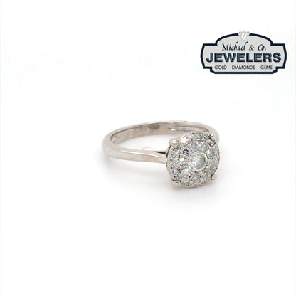 14KW 0.50CTW ROUND DIAMOND HALO ENGAGEMENT RING SI/G-H 2.4G