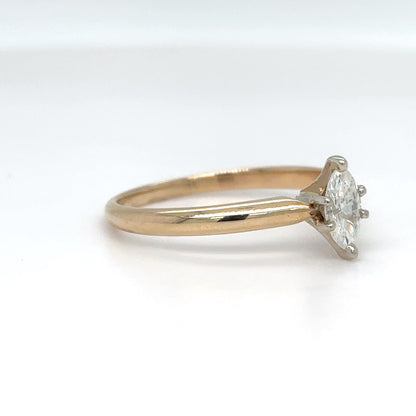 14KY 0.30CT MARQUISE DIAMOND ENGAGEMENT RING SI2/H-I 1.8G