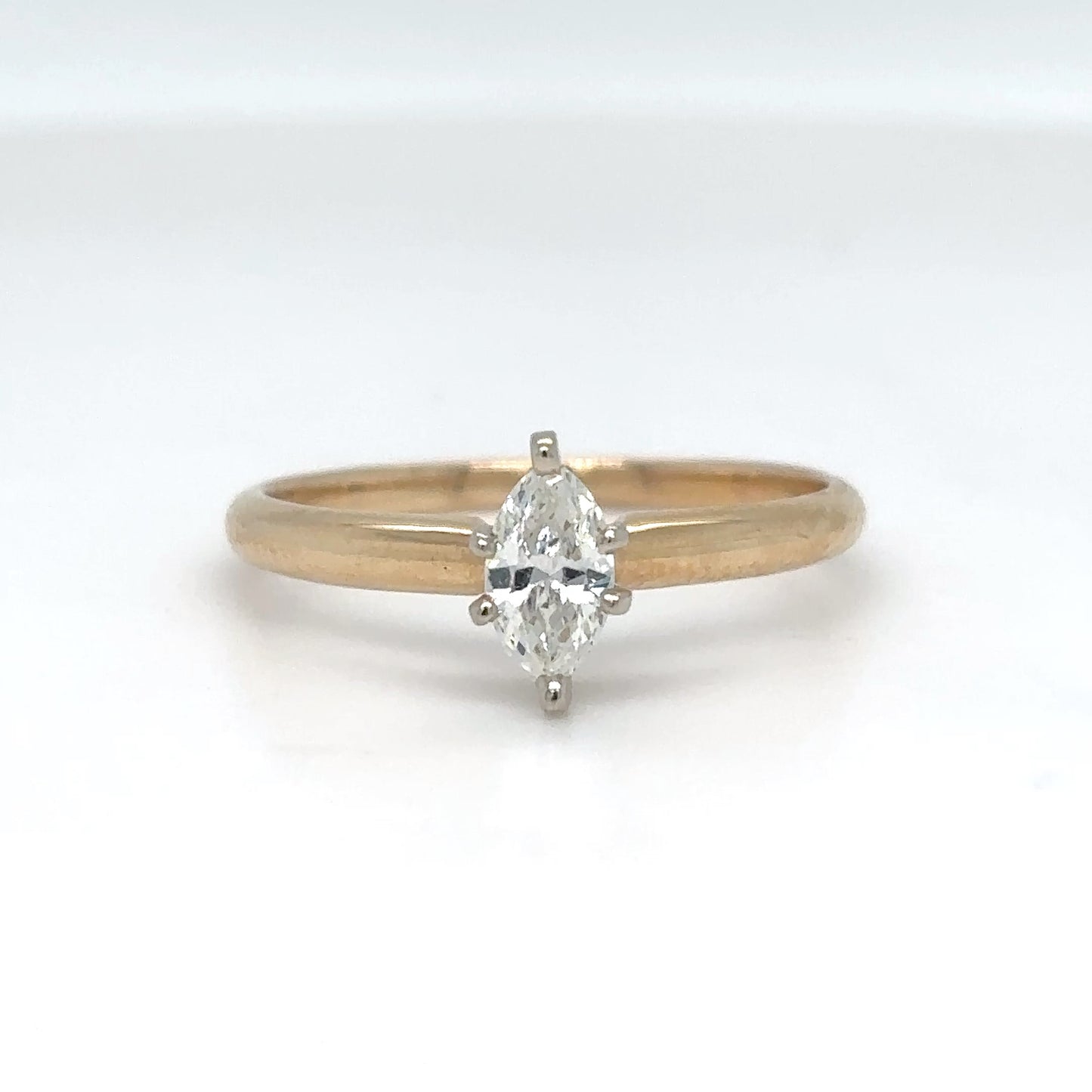 14KY 0.30CT MARQUISE DIAMOND ENGAGEMENT RING SI2/H-I 1.8G