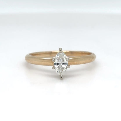 14KY 0.30CT MARQUISE DIAMOND ENGAGEMENT RING SI2/H-I 1.8G