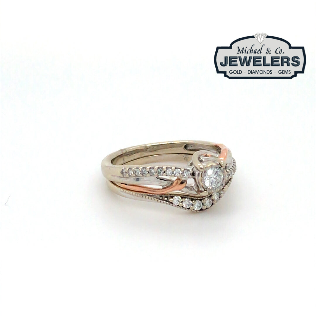 14KWR 0.34CTW 2PC DIAMOND BRIDAL SET SI2/H-I 3.6G