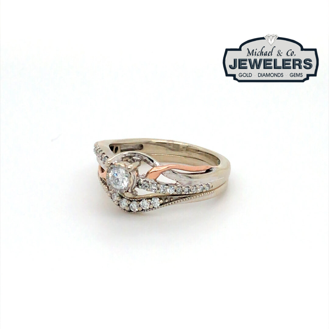 14KWR 0.34CTW 2PC DIAMOND BRIDAL SET SI2/H-I 3.6G