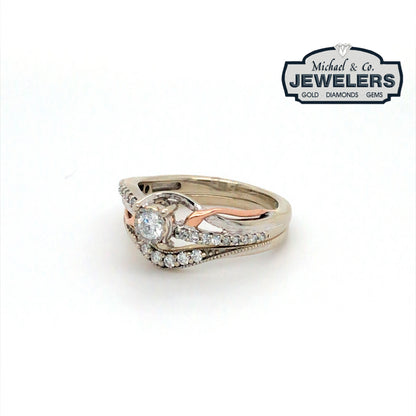14KWR 0.34CTW 2PC DIAMOND BRIDAL SET SI2/H-I 3.6G