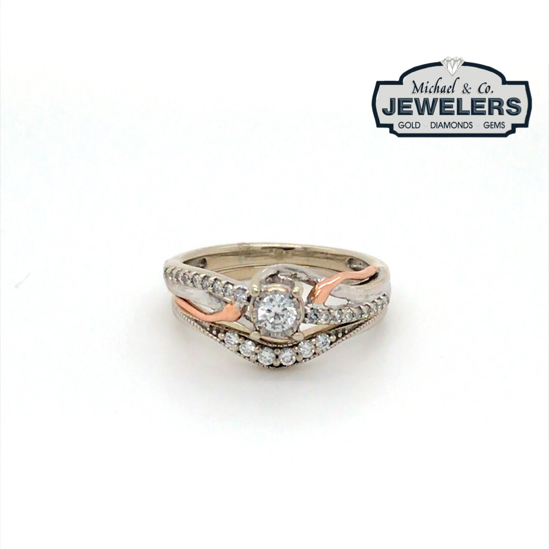 14KWR 0.34CTW 2PC DIAMOND BRIDAL SET SI2/H-I 3.6G