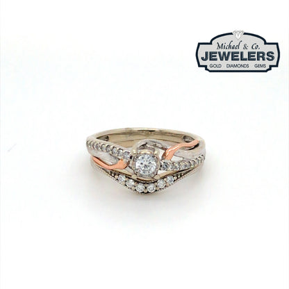 14KWR 0.34CTW 2PC DIAMOND BRIDAL SET SI2/H-I 3.6G