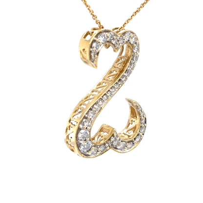 14KY 1.00CTW OPEN HEARTS DIAMOND PENDANT I1/H-I 4.6G