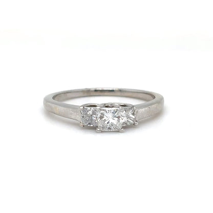 14KW 0.50CTW THREE PRINCESS CUT DIAMOND RING SI/H 2.2G