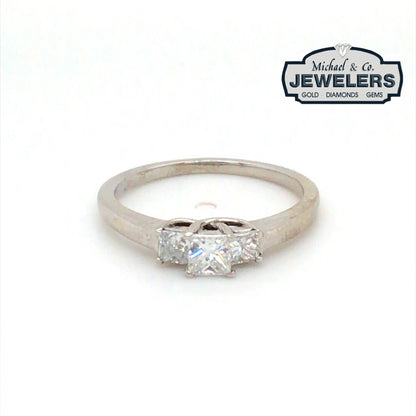 14KW 0.50CTW THREE PRINCESS CUT DIAMOND RING SI/H 2.2G