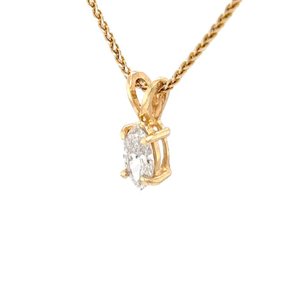 14KY 0.50CT MARQUISE DIAMOND SOLITAIRE PENDANT I1/I-J