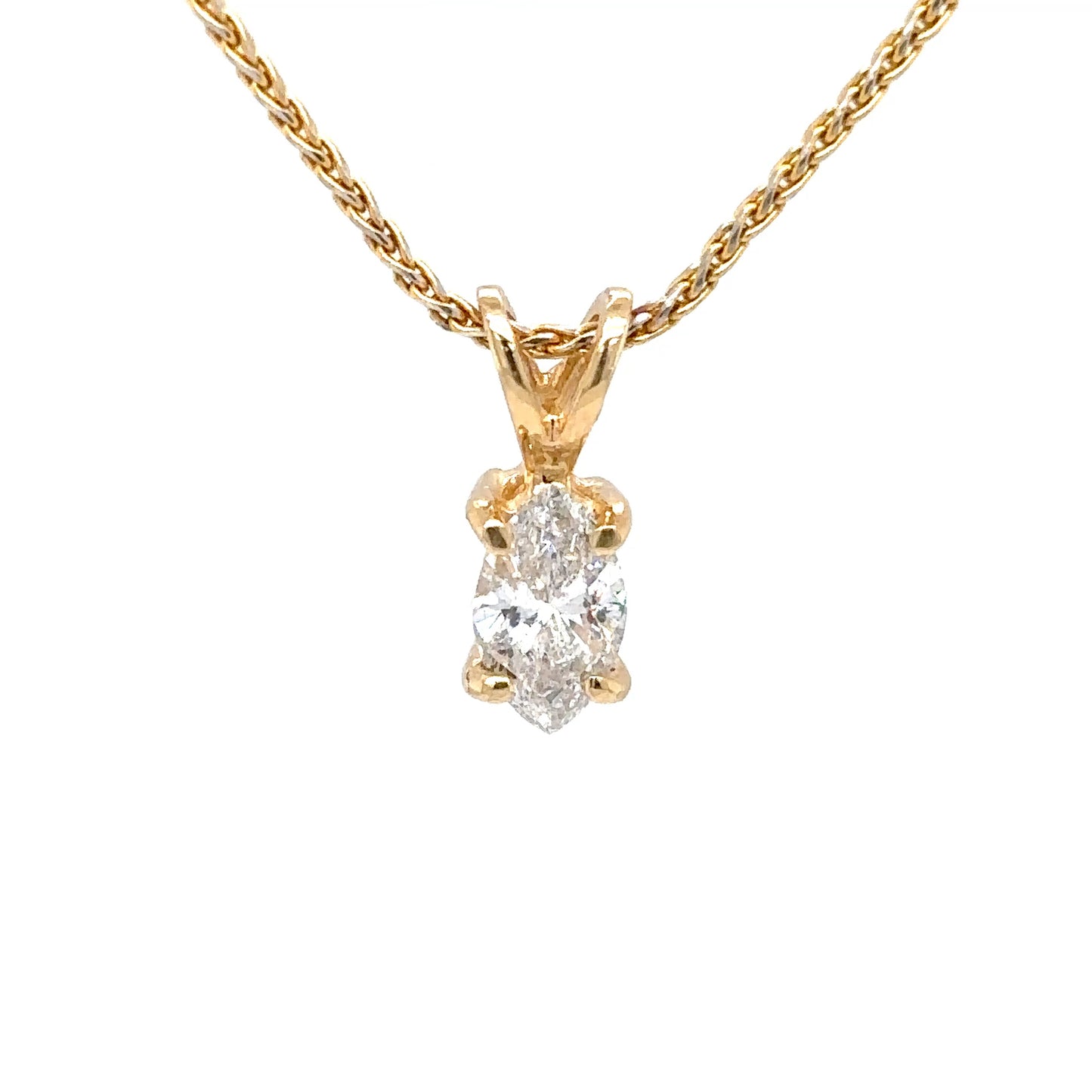 14KY 0.50CT MARQUISE DIAMOND SOLITAIRE PENDANT I1/I-J