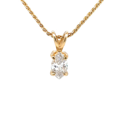 14KY 0.50CT MARQUISE DIAMOND SOLITAIRE PENDANT I1/I-J
