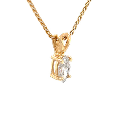 14KY 0.50CT MARQUISE DIAMOND SOLITAIRE PENDANT I1/I-J