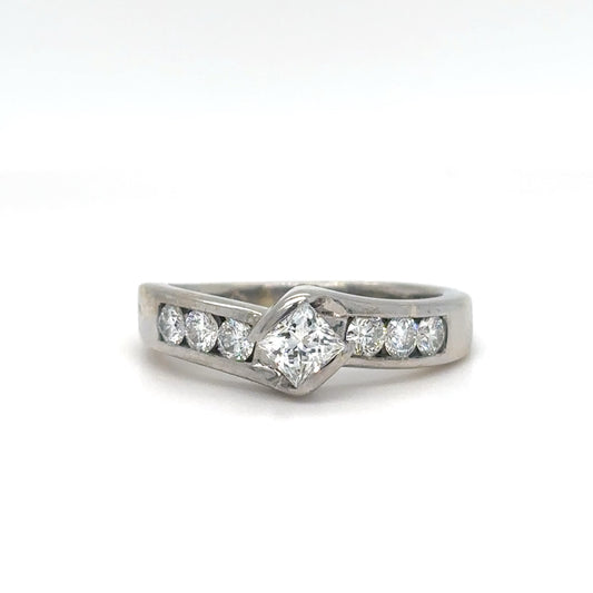 14KW "LEO" 0.90CTW PRINCESS-ROUND DIAMOND ENGAGEMENT RING SI1-2/I 4.9G-Fine Jewelry in Bradenton &amp; Lakewood Ranch, Fl. | Michael &amp; Co. Jewelers