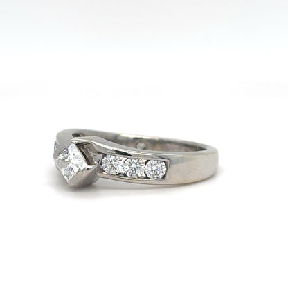 14KW "LEO" 0.90CTW PRINCESS-ROUND DIAMOND ENGAGEMENT RING SI1-2/I 4.9G