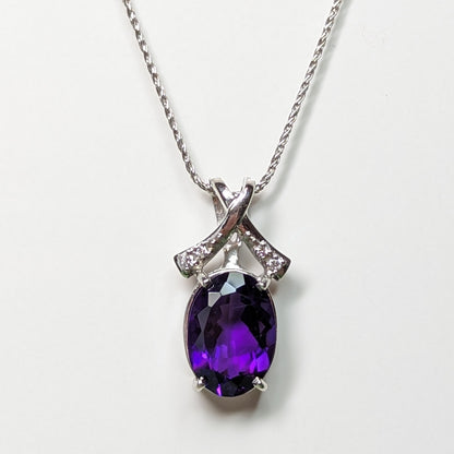 14KW 5.32CTW AMETHYST & DIAMOND PENDANT "AAA" VS/F-G