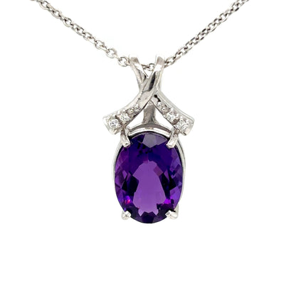 14KW 5.32CTW AMETHYST & DIAMOND PENDANT "AAA" VS/F-G