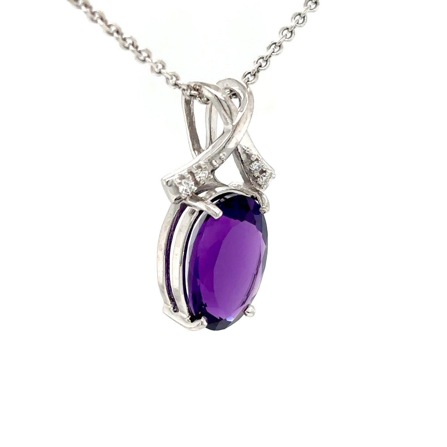 14KW 5.32CTW AMETHYST & DIAMOND PENDANT "AAA" VS/F-G
