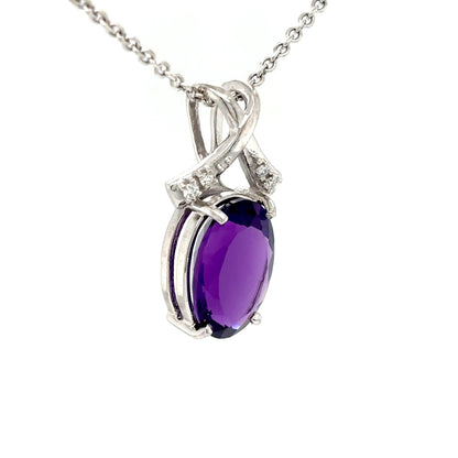 14KW 5.32CTW AMETHYST & DIAMOND PENDANT "AAA" VS/F-G