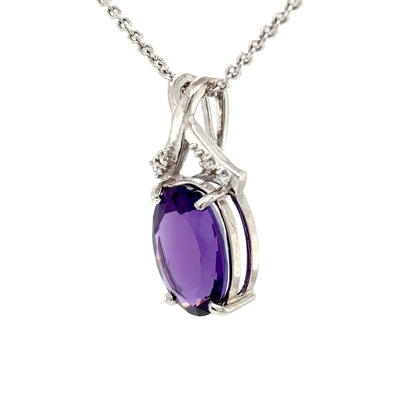14KW 5.32CTW AMETHYST & DIAMOND PENDANT "AAA" VS/F-G
