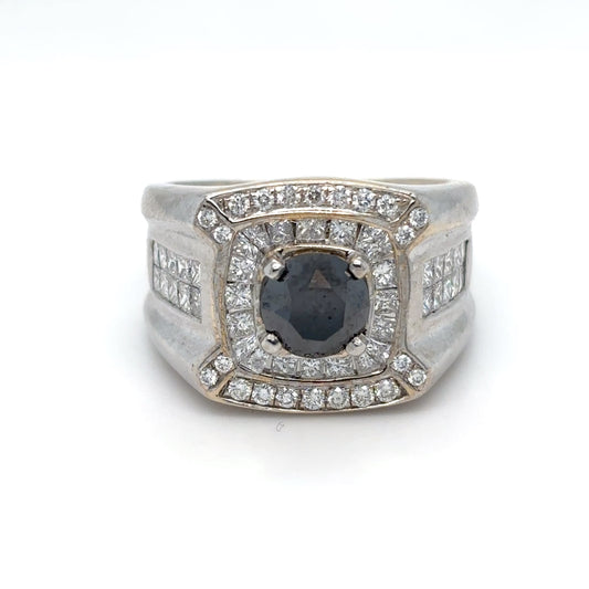 18KW 3.28CTW BLACK-WHITE DIAMOND RING VS/F-G 14.5G-Fine Jewelry in Bradenton &amp; Lakewood Ranch, Fl. | Michael &amp; Co. Jewelers