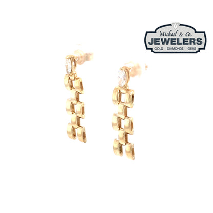14KY 0.25CTW MARQUISE DIAMOND PANTHER LINK EARRINGS SI2/G-H 2.3G