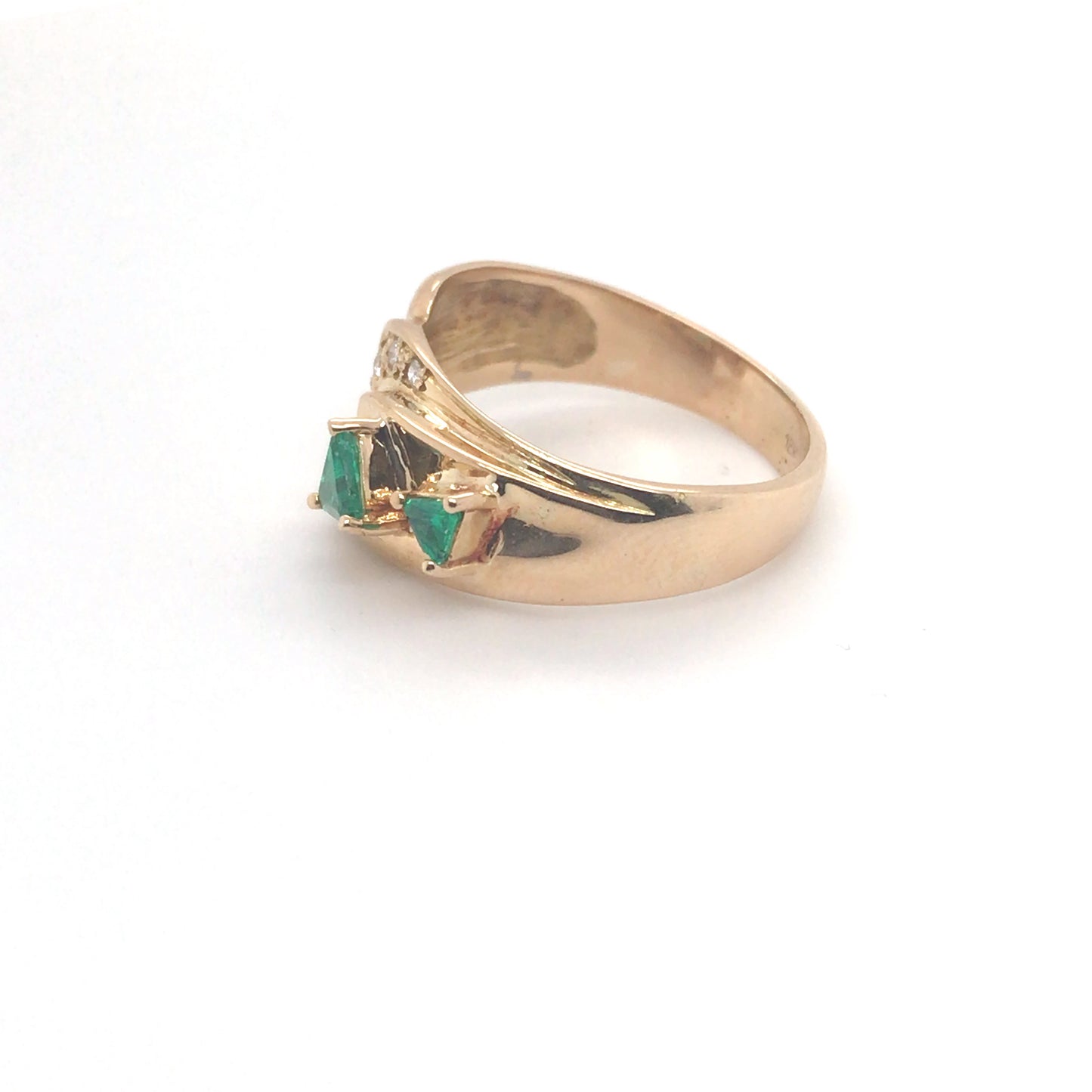 14KY 0.55CTW EMERALD-DIAMOND RING "AA"-SI/G-H 5.2G