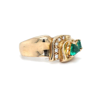 14KY 0.55CTW EMERALD-DIAMOND RING "AA"-SI/G-H 5.2G