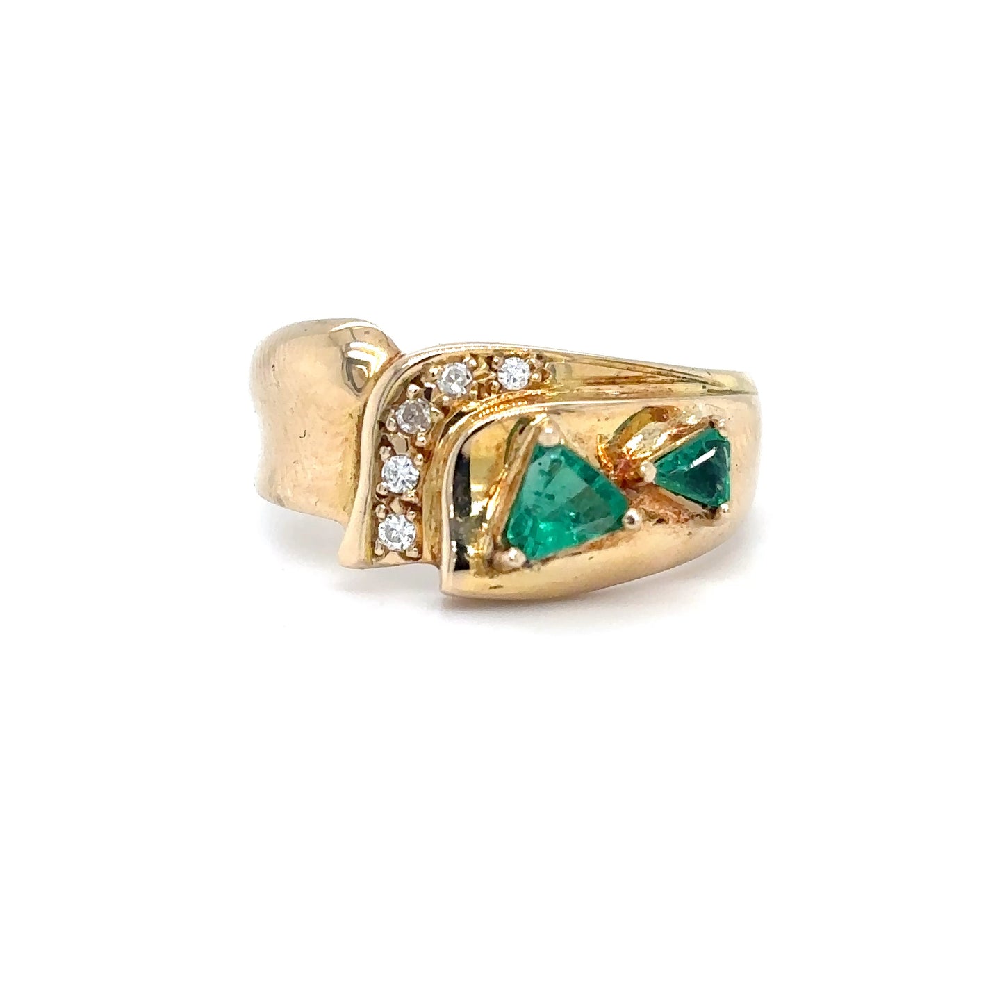 14KY 0.55CTW EMERALD-DIAMOND RING "AA"-SI/G-H 5.2G