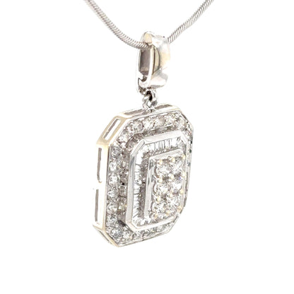 14KW 1.00CTW BAGUETTE-ROUND DIAMOND PENDANT SI/G 3.2G