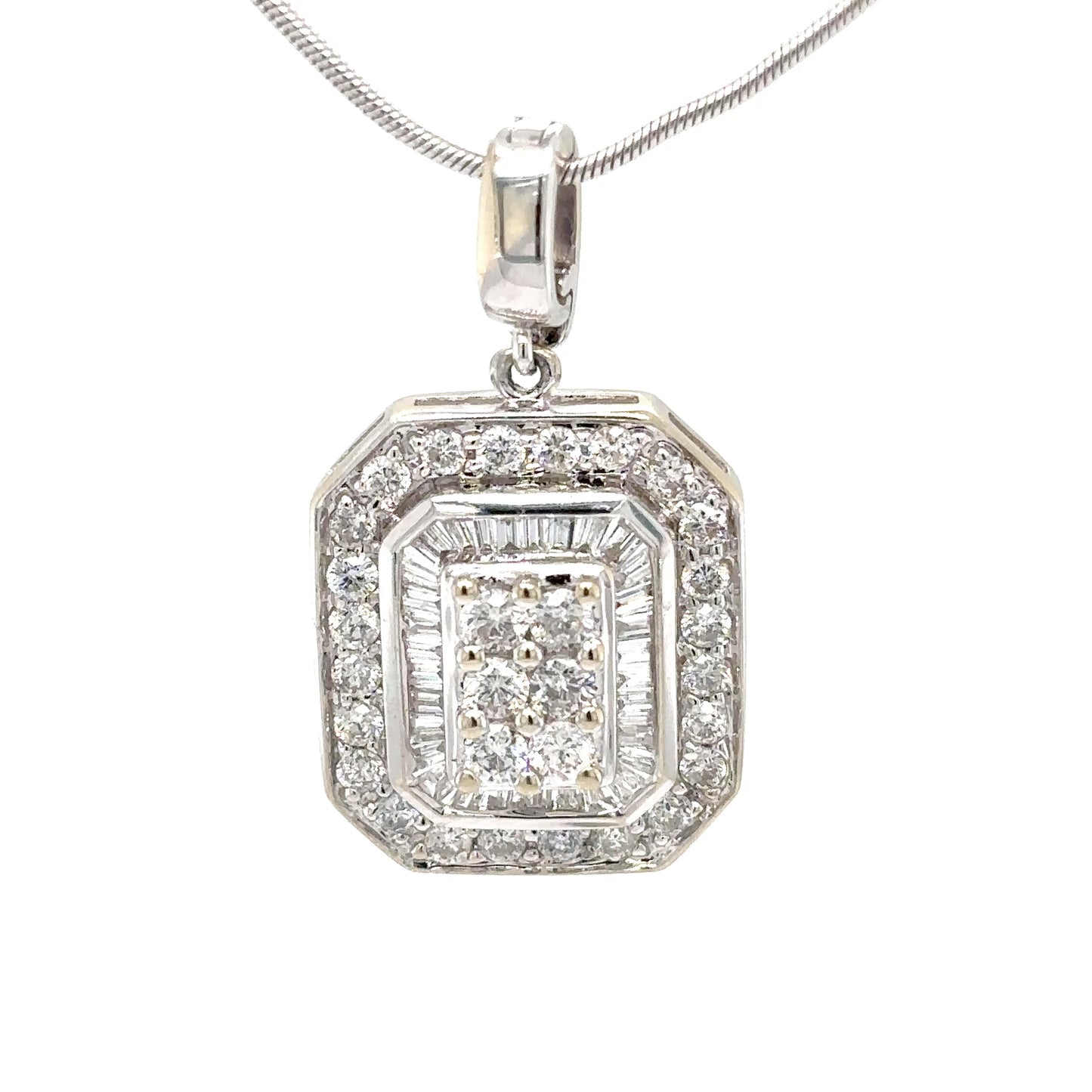 14KW 1.00CTW BAGUETTE-ROUND DIAMOND PENDANT SI/G 3.2G