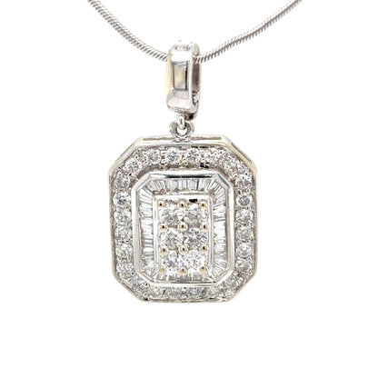 14KW 1.00CTW BAGUETTE-ROUND DIAMOND PENDANT SI/G 3.2G