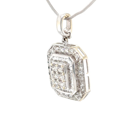 14KW 1.00CTW BAGUETTE-ROUND DIAMOND PENDANT SI/G 3.2G